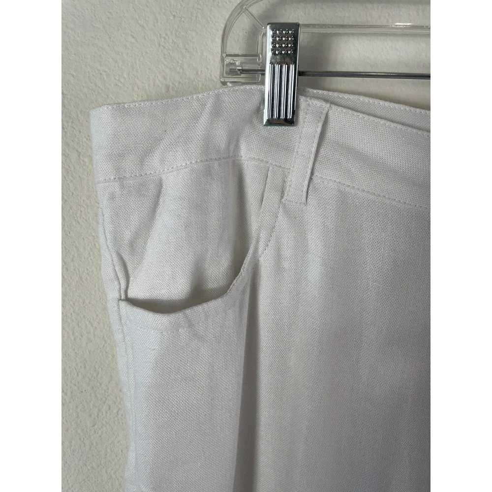 Kenny Flowers Mens XL Casa Blanca White Linen Vacation Beach Pants Bali Tropical